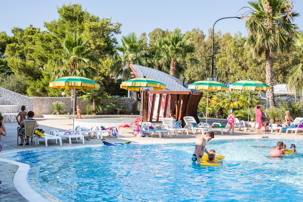 Baby pool with water games and village fountains verdemare vieste